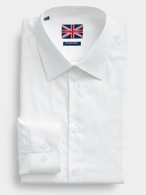 NEW Soul of London White Long Sleeve Men's Shirt Modern Fit Cotton Blend Sz 18